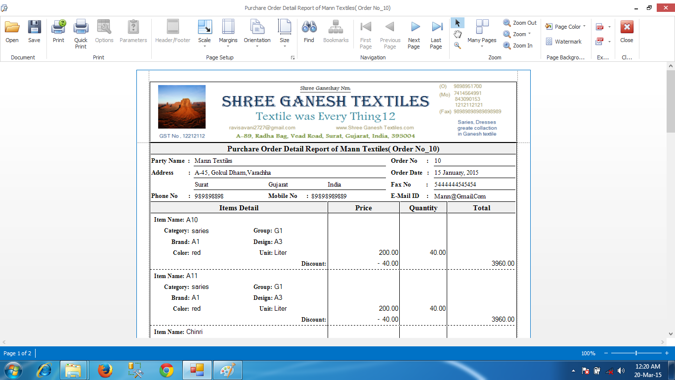 Purchase Order Report